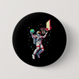 Badge Rond 5 Cm Un astronaute joue aux planètes de basket-ball Esp