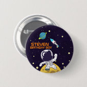 Badge Rond 5 Cm Un astronaute spatial flotte dans l'espace extra-a (Devant & derrière)