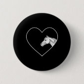 Badge Rond 5 Cm Un Beau Cheval Blanc Pour L'Équitation Filles Coeu (Devant)