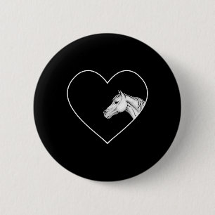 Badge Rond 5 Cm Un Beau Cheval Blanc Pour L'Équitation Filles Coeu