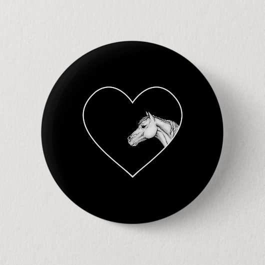 Badge Rond 5 Cm Un Beau Cheval Blanc Pour L'Équitation Filles Coeu (Devant)