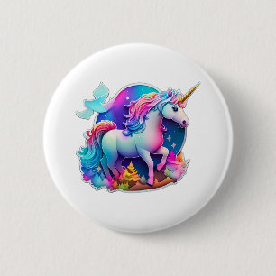 Badge Rond 5 Cm Un Beau Sticker Unicorn