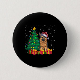 Badge Rond 5 Cm Un berger allemand moche Santa Hat Les lumières de
