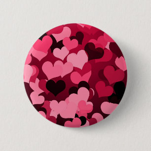 Badge Rond 5 Cm Un bon nombre de coeurs roses, motif mignon
