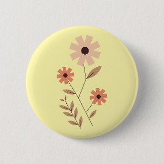 Badge Rond 5 Cm un bouton avec une peinture en forme de cosmos
