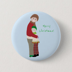 Badge Rond 5 Cm Un bouton de câlin de Noël