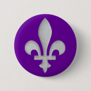 Badge Rond 5 Cm Un bouton d'insigne de l'argent Fleur-De-lys