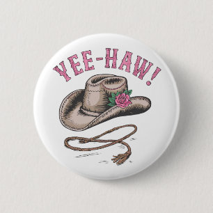Badge Rond 5 Cm Un casquette cowboy classique orné d'un unique ros