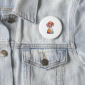 Badge Rond 5 Cm Un chien aquarelle (En situation)