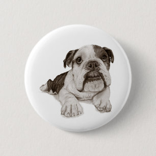 Badge Rond 5 Cm Un chiot Brindle de bouledogue
