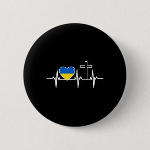 Badge Rond 5 Cm Un cœur pour Jésus et l'Ukraine - Vêtements chréti