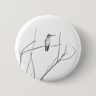 Badge Rond 5 Cm Un colibri sur un bâton