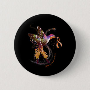 Badge Rond 5 Cm Un colibri tient un ruban orange Sensibilisation à