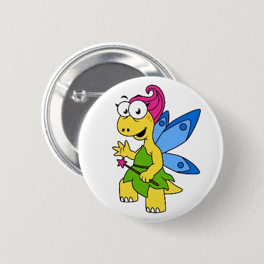Badge Rond 5 Cm Un Dessin Fairysaur Dinosaur. (Devant & derrière)