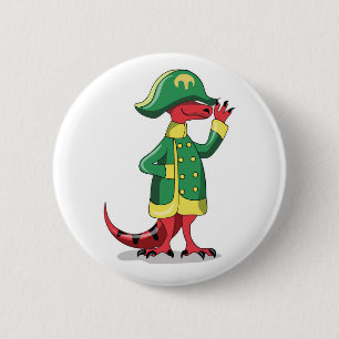 Badge Rond 5 Cm Un Dessin Tyrannosaur Rex Habillé Comme Napoléon.
