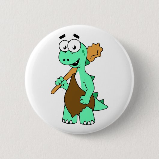 Badge Rond 5 Cm Un Dessin Tyrannosaurus Rex Caveman. (Devant)