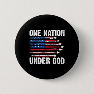 Badge Rond 5 Cm Un drapeau américain d'une nation sous Dieu, figur