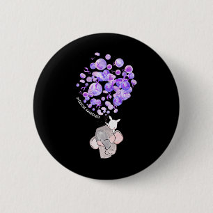 Badge Rond 5 Cm Un Eléphant Mignon Explose Des Ballons Violets Sur