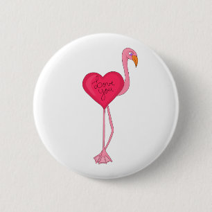 Badge Rond 5 Cm Un Flamant rose amoureux
