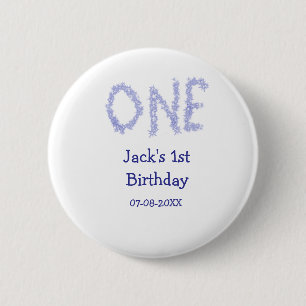 Badge Rond 5 Cm Un garçon de parties scintillant bleu moderne 1er
