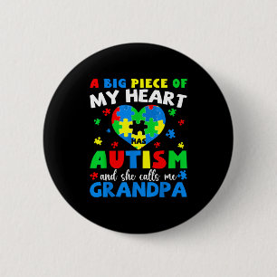Badge Rond 5 Cm Un gros morceau de cœur a l'autisme et appelle pap