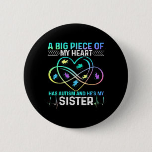 Badge Rond 5 Cm Un Gros Morceau De Mon Cœur A L'Autisme Et C'Est M
