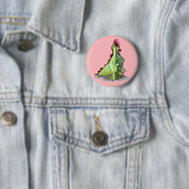 Badge Rond 5 Cm Un Hadrosaurus Féminin Tenant Une Poupée. (En situation)