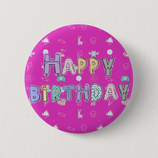 Badge Rond 5 Cm Un insigne d'anniversaire heureux pour les enfants (Devant)
