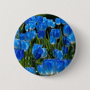 Badge Rond 5 Cm Un joli et élégant brooch de fleurs bleues