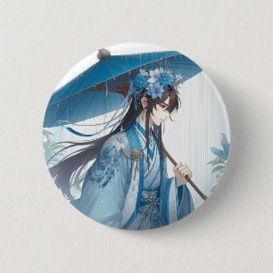 Badge Rond 5 Cm Un Joli Seigneur Chinois (Style Manga Oriental)