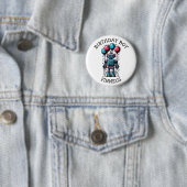 Badge Rond 5 Cm Un joyeux anniversaire pour un garçon à thème robo (En situation)