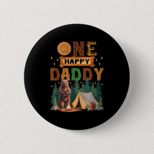 Badge Rond 5 Cm Un joyeux campeur papa 1er anniversaire Camng ours
