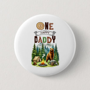 Badge Rond 5 Cm Un joyeux daddy campeur ours de camping pour premi