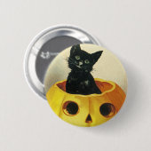 Badge Rond 5 Cm Un joyeux Haloween Kitten (Devant & derrière)