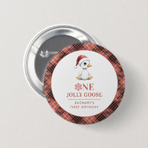 Badge Rond 5 Cm Un joyeux oie personnalisé pour un premier anniver