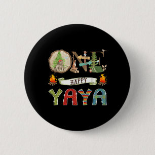 Badge Rond 5 Cm Un joyeux Yaya campeur ours d'anniversaire 1ère an