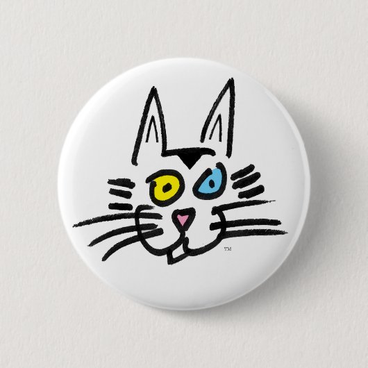 Badge Rond 5 Cm Un Kitty aux yeux bleus (Devant)
