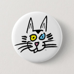 Badge Rond 5 Cm Un Kitty aux yeux bleus