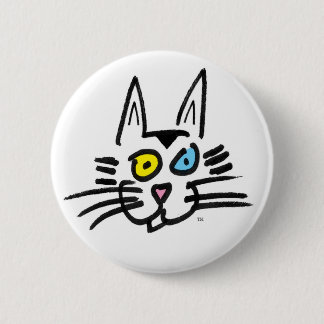 Badge Rond 5 Cm Un Kitty aux yeux bleus