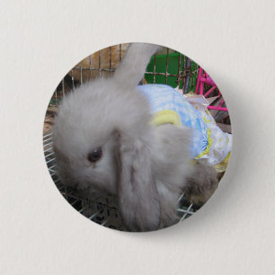 Badge Rond 5 Cm Un lapin en robe