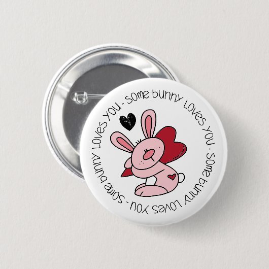 Badge Rond 5 Cm Un Lapin T'Aime (Devant & derrière)
