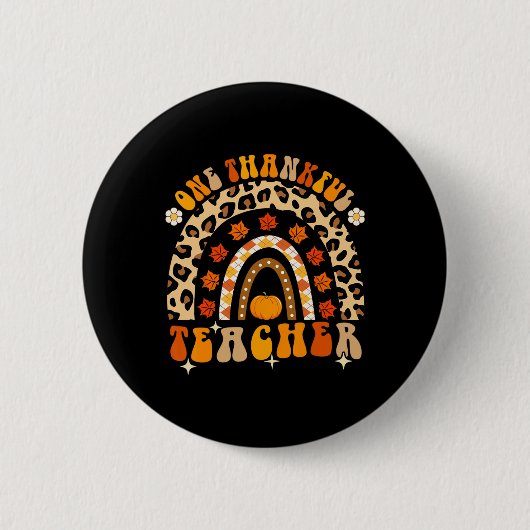 Badge Rond 5 Cm Un Merci Maître Thanksgiving Rainbow Leopard (Devant)