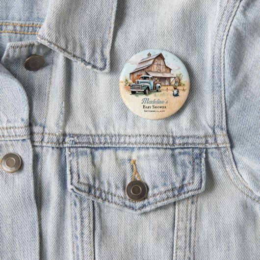 Badge Rond 5 Cm Un mignon petit Baby shower agricole (En situation)