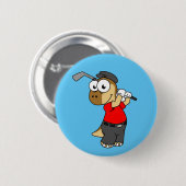 Badge Rond 5 Cm Un Pachycéphalosaure Dinosaure Jouer Golf. (Devant & derrière)