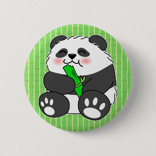 Badge Rond 5 Cm Un Panda Bébé Mignonne Mangeant Stalk Bambou