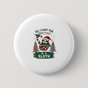 Badge Rond 5 Cm Un Paresseux Pour Noël. Mignonne, Parcours De Noël