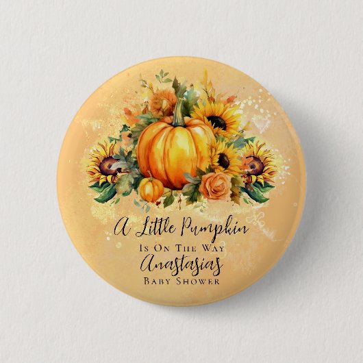 Badge Rond 5 Cm Un Petit Citrouille | Baby shower d'automne des to (Devant)