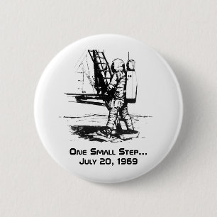 Badge Rond 5 Cm Un Petit Pas Apollo 11 Lune Atterrissage