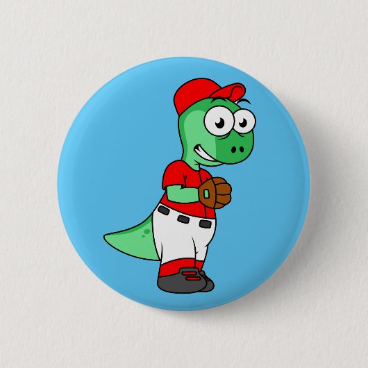 Badge Rond 5 Cm Un Pitcher De Baseball Pachycephalosaurus. (Devant)
