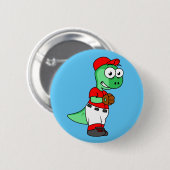 Badge Rond 5 Cm Un Pitcher De Baseball Pachycephalosaurus. (Devant & derrière)